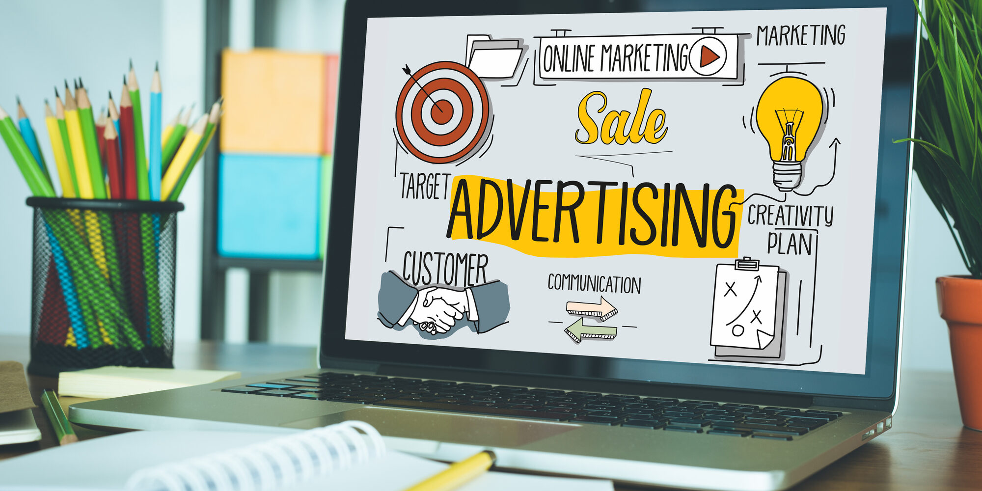 ADVERTISING concept on a screen