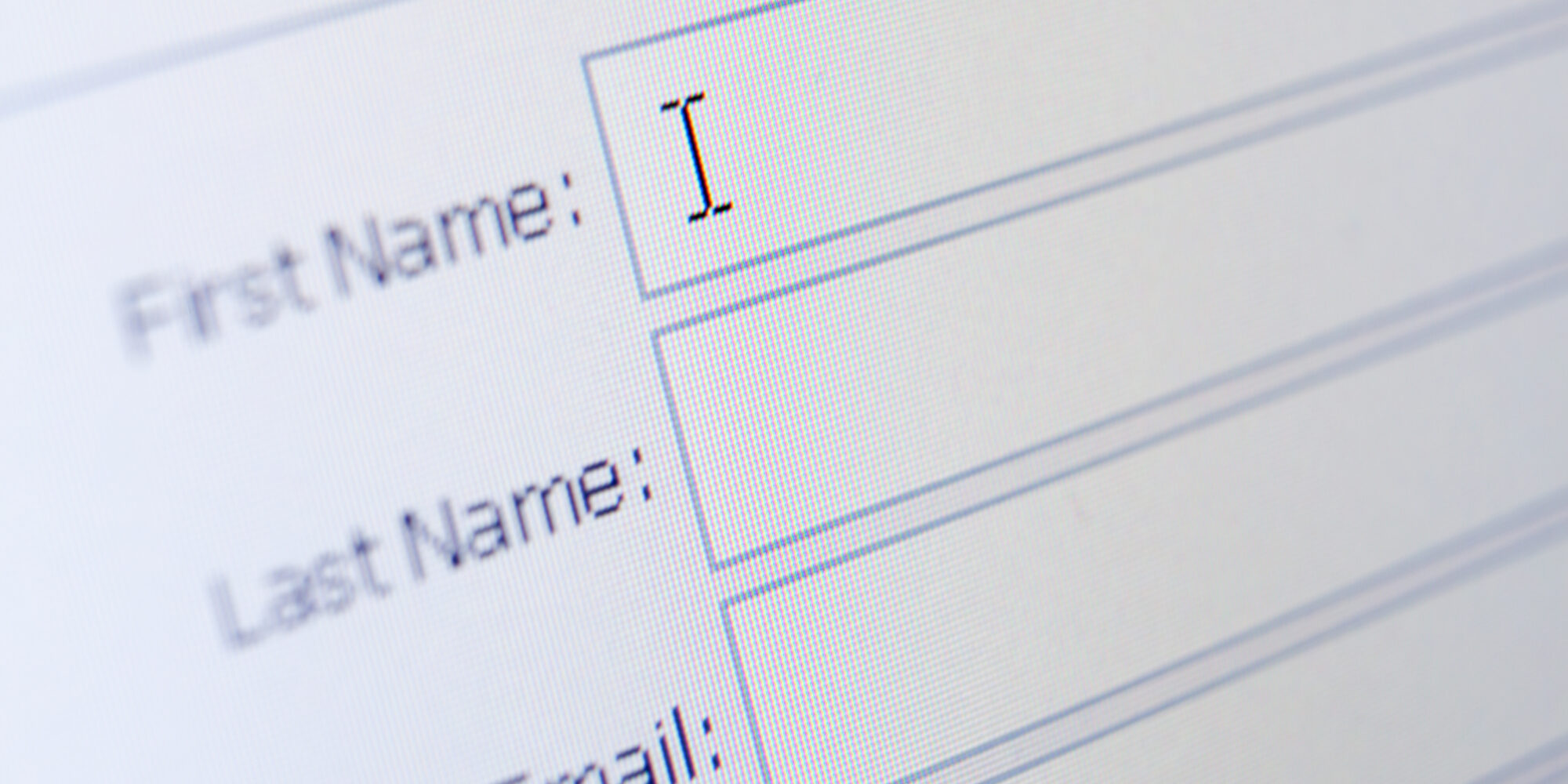 Close up of sign up form