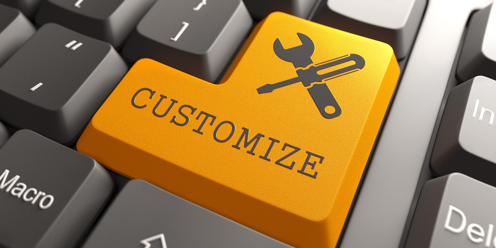 Keyboard with Customize Orange Button.