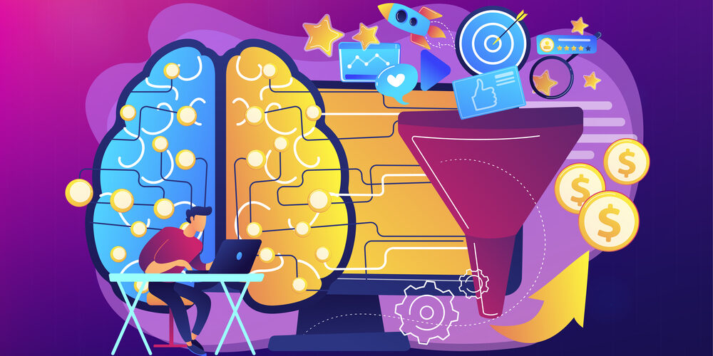 AI-powered marketing tools concept vector illustration