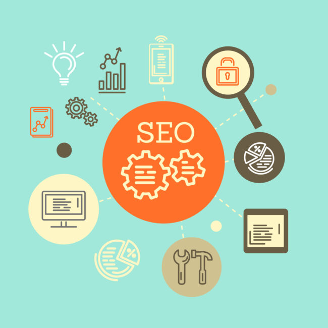 colorful flat seo concept